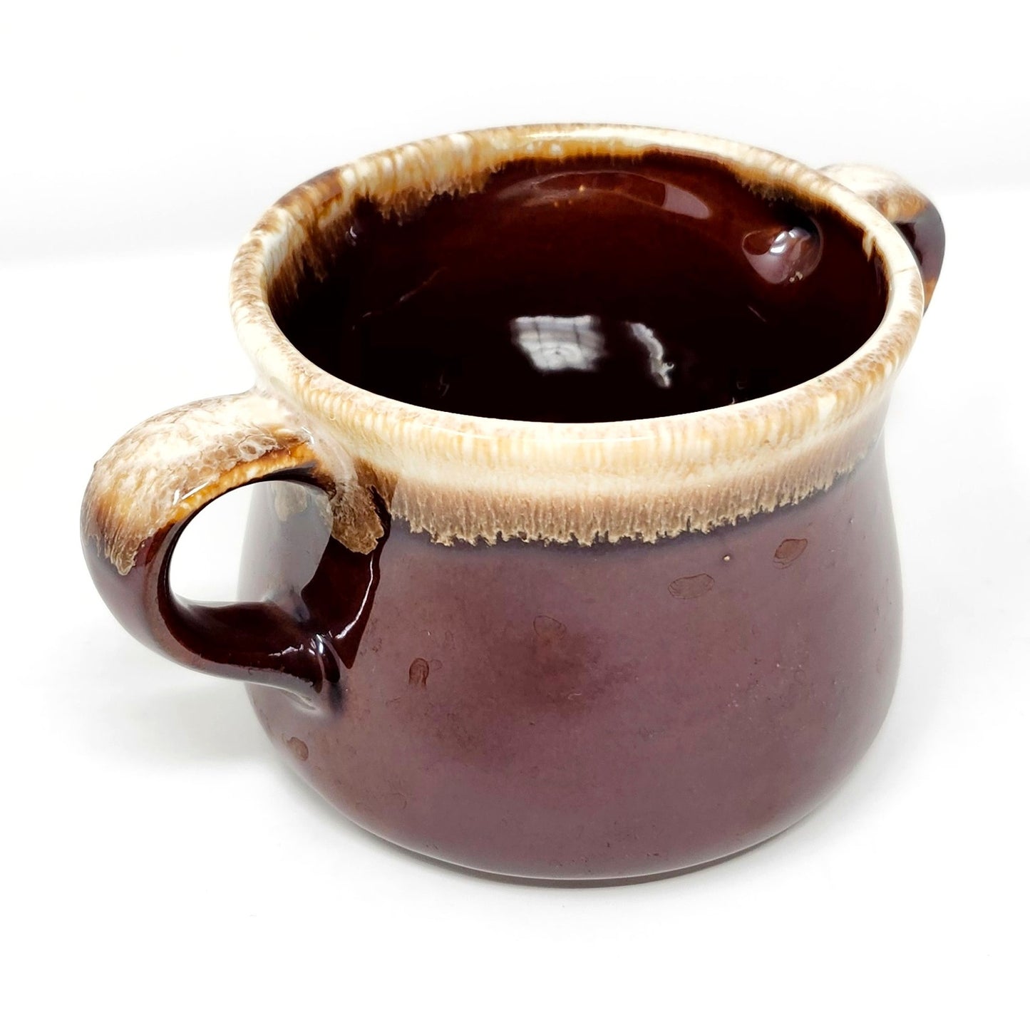 McCoy Brown Drip Glaze Soup Mug, Double Handle, 1960s-80s
