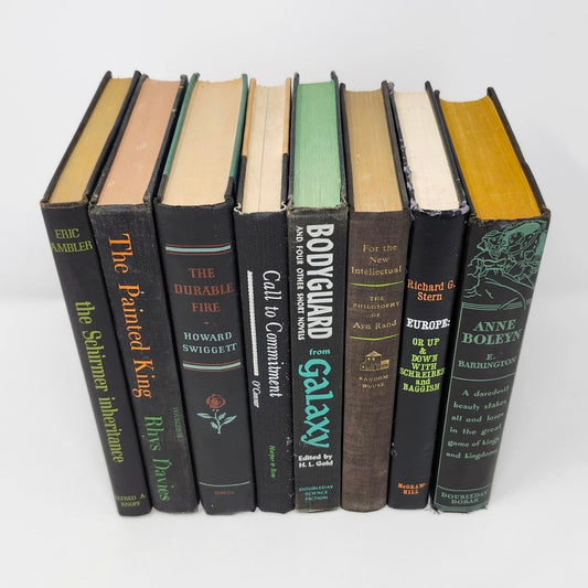 Vintage Book Set of 8 — Black, Green & Orange Tones, 1934–1963