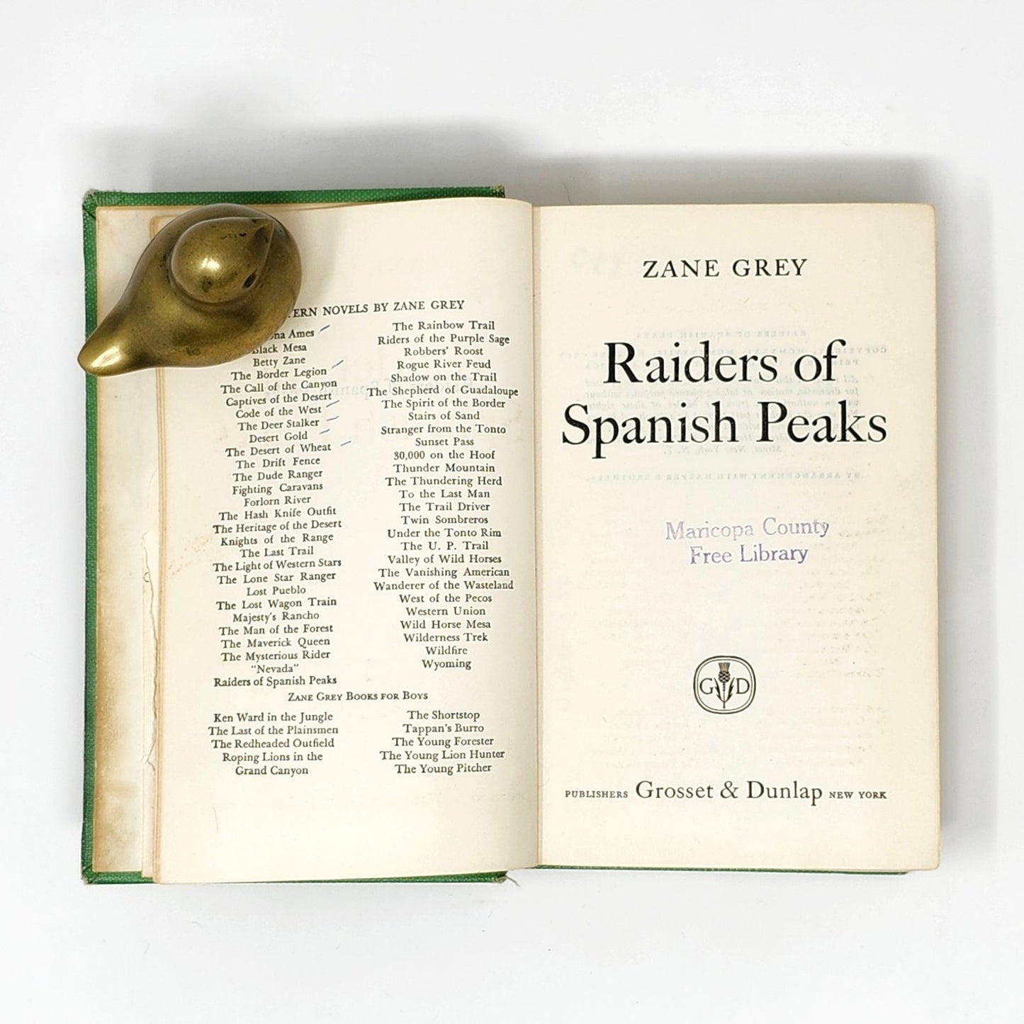 Raiders of Spanish Peaks — Zane Grey, 1938 Grosset & Dunlap HC