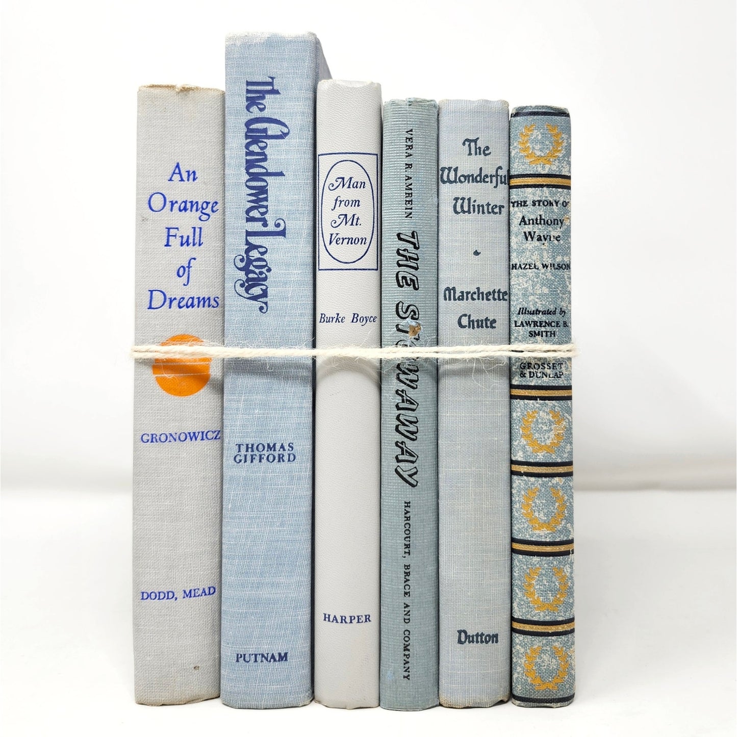 Vintage Book Set of 6 — Light Blue & Orange Tones, 1953–1978