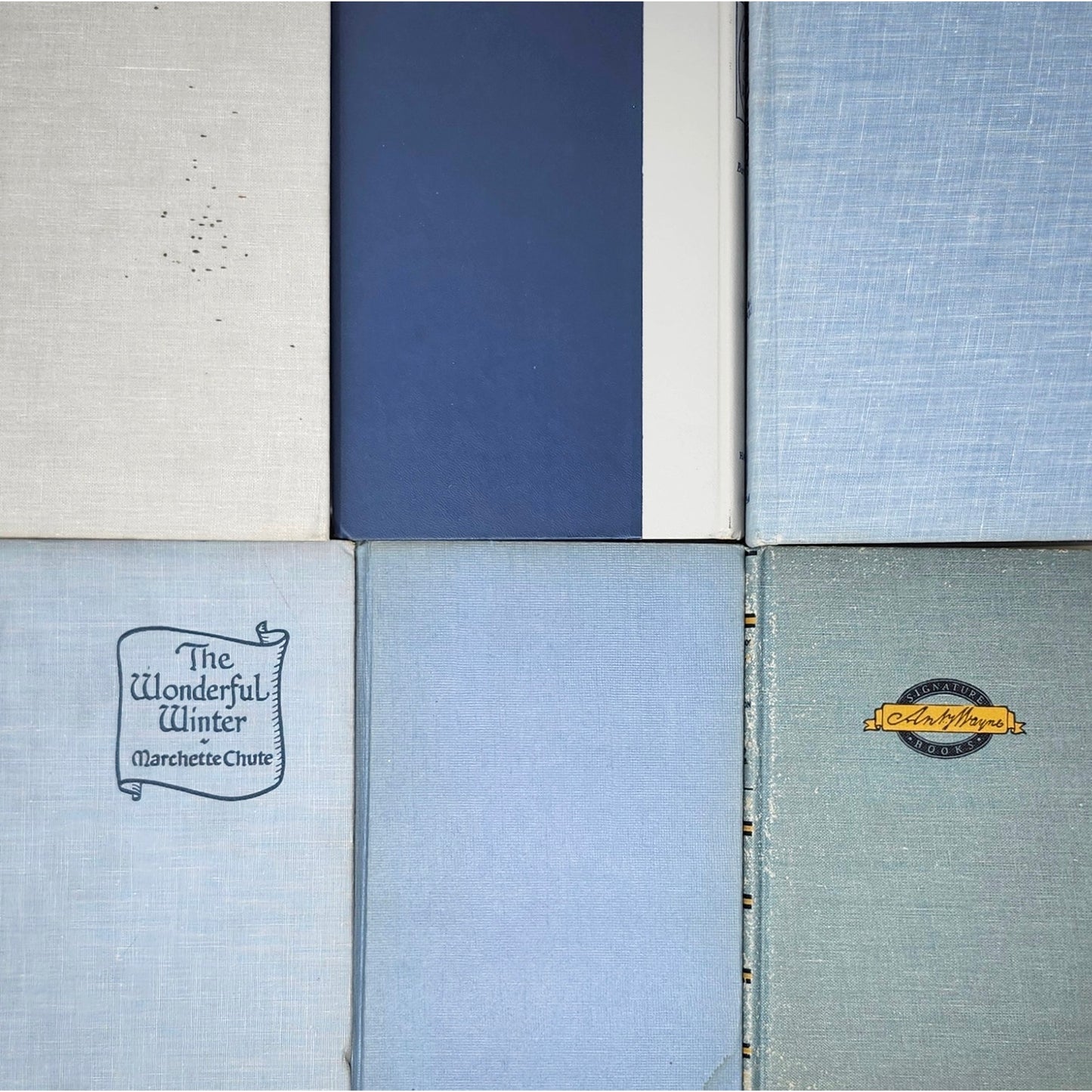 Vintage Book Set of 6 — Light Blue & Orange Tones, 1953–1978