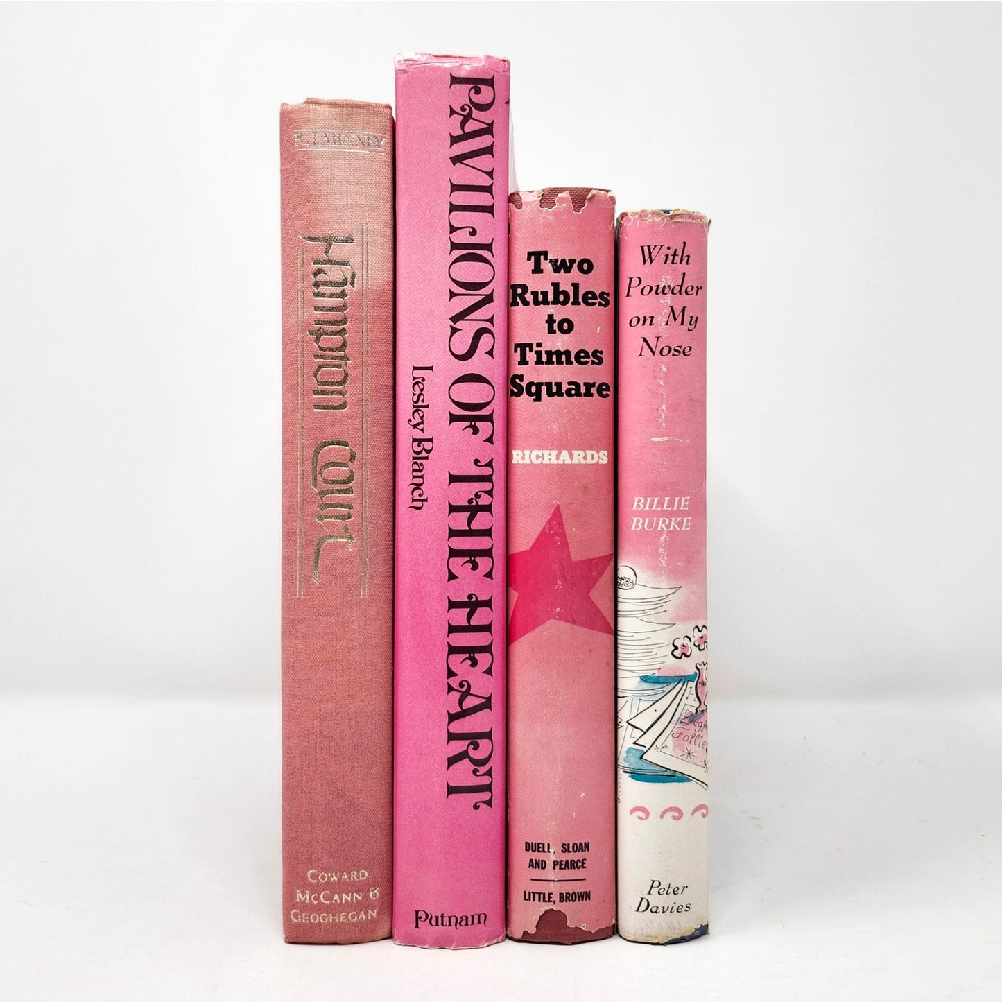 Vintage Pink Book Set of 4 — Billie Burke, Lesley Blanch & More