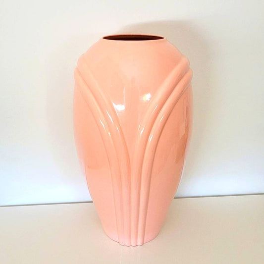 Extra Large 20-Inch 1980s Pink Haeger Floor Vase | MCM | Mod | Hollywood | Revival | Art Deco