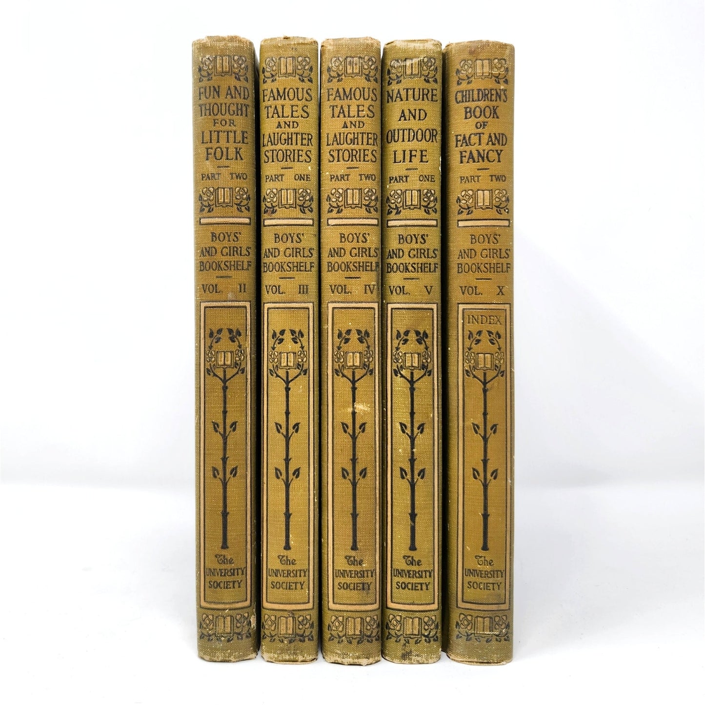 Boys and Girls Bookshelf — 5 Antique Volumes, 1912–1915, Univ. Society