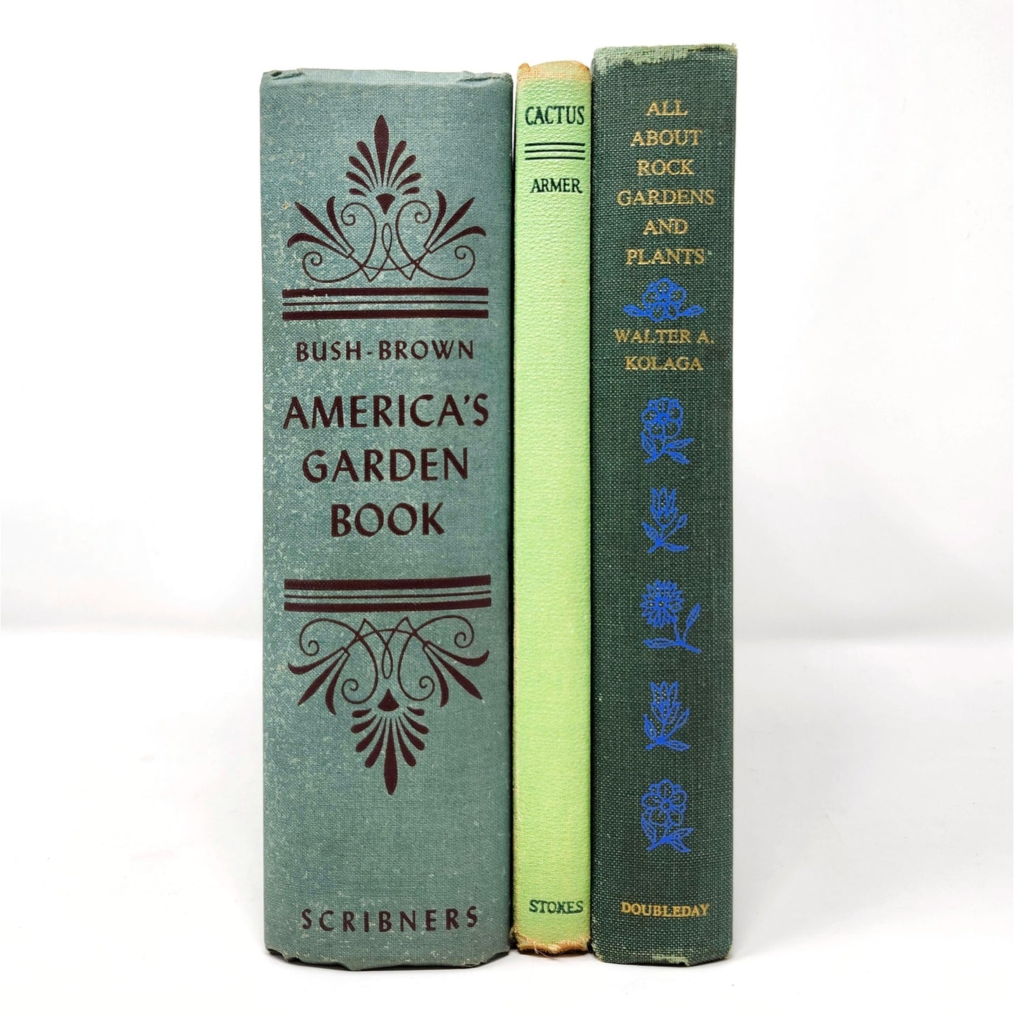 Vintage Green Gardening Book Set of 3 — Armer, Bush-Brown & Kolaga
