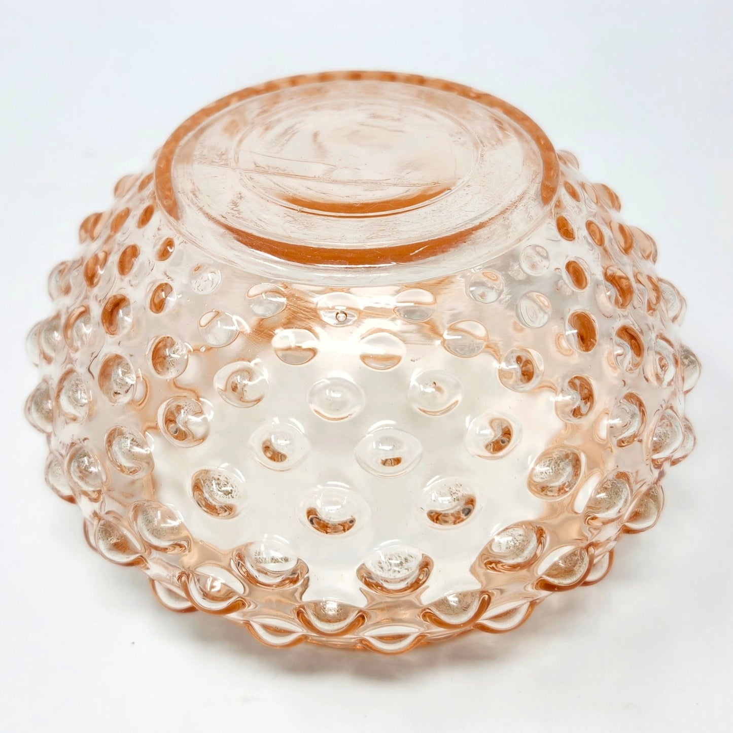 Vintage Pink Hobnail Glass Rose Bowl — Blush, Mid-Century, 4"x6.5"