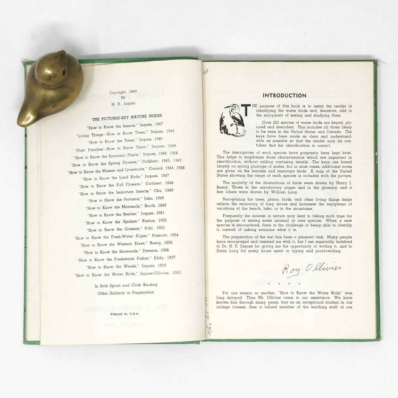 How to Know the Water Birds — Jaques & Ollivier, 1960 Vintage HC