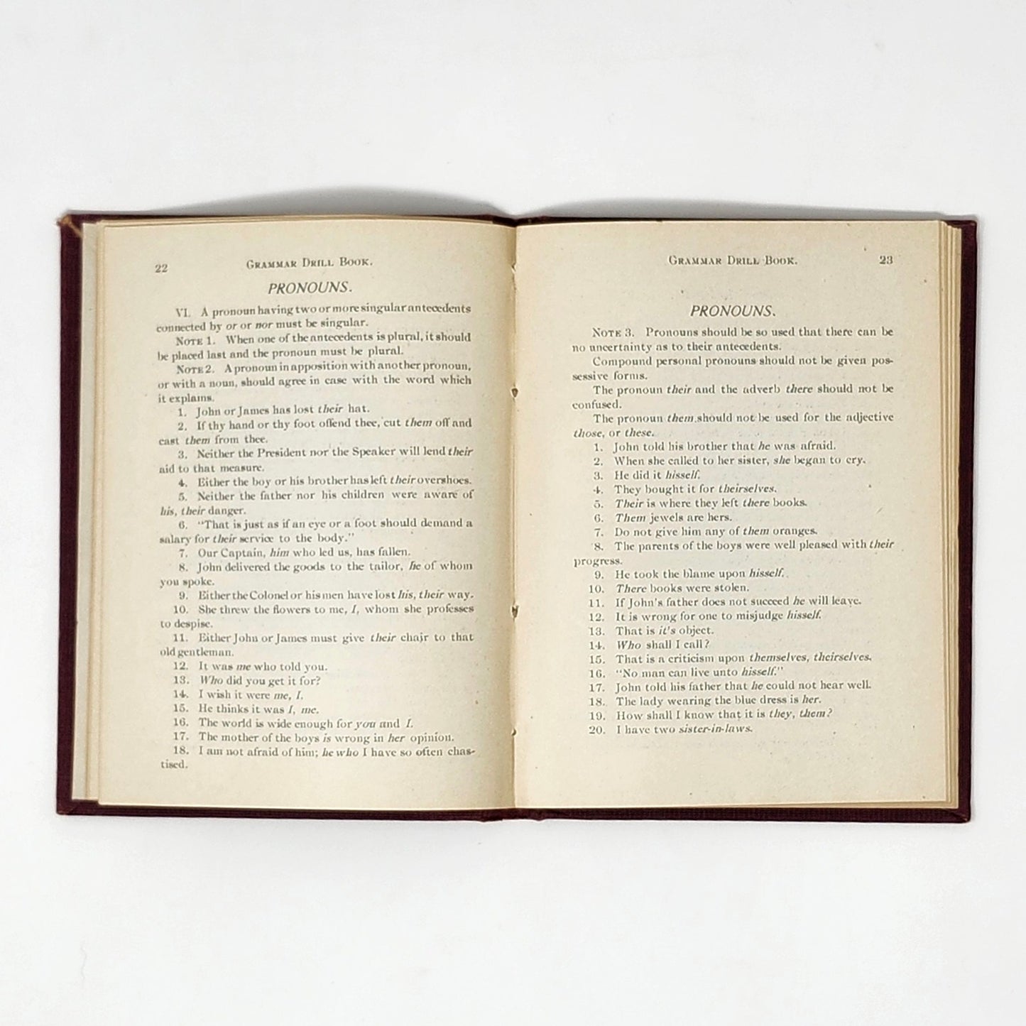 Grammar Drill Book for Teachers — B.F. Williams, 1899 Antique