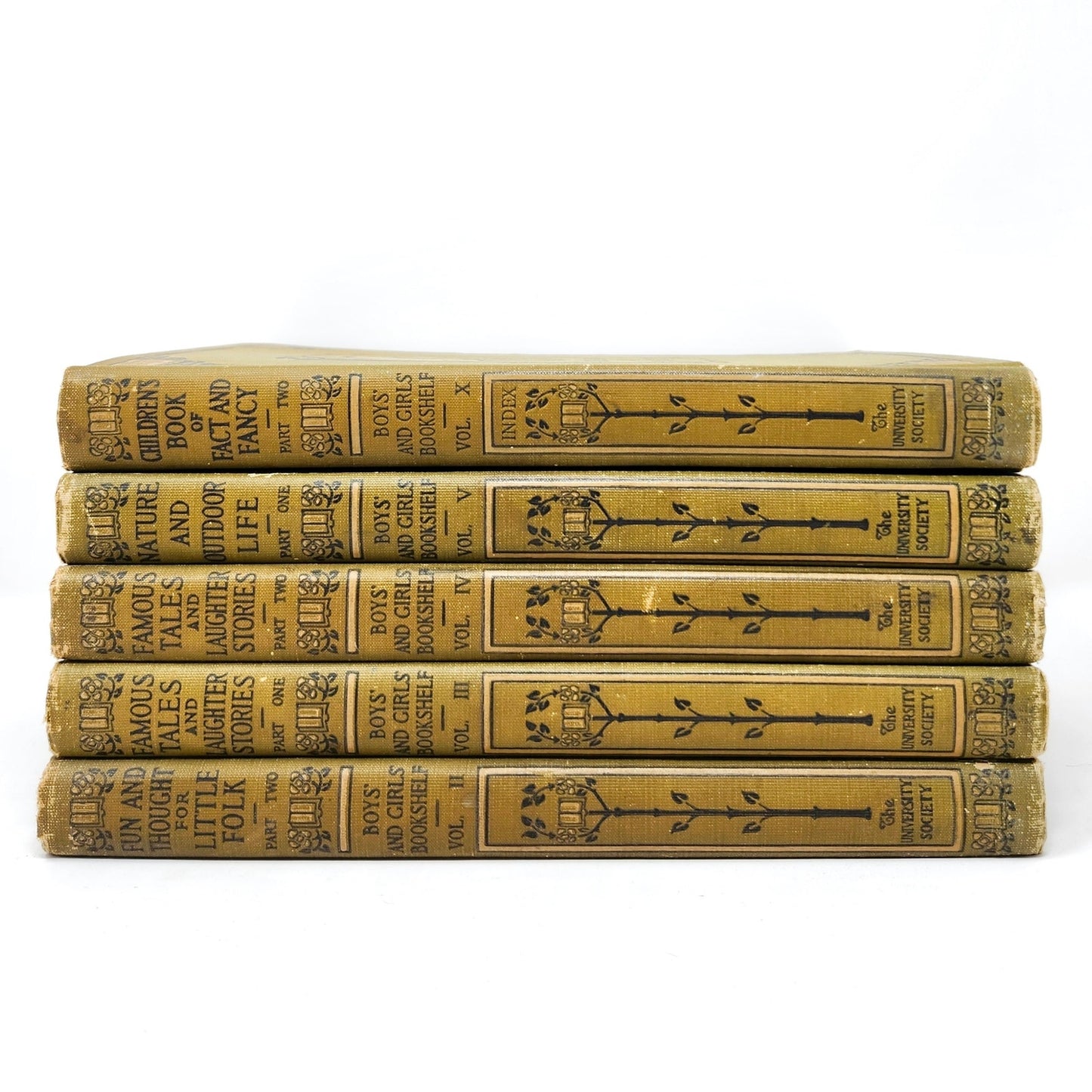 Boys and Girls Bookshelf — 5 Antique Volumes, 1912–1915, Univ. Society