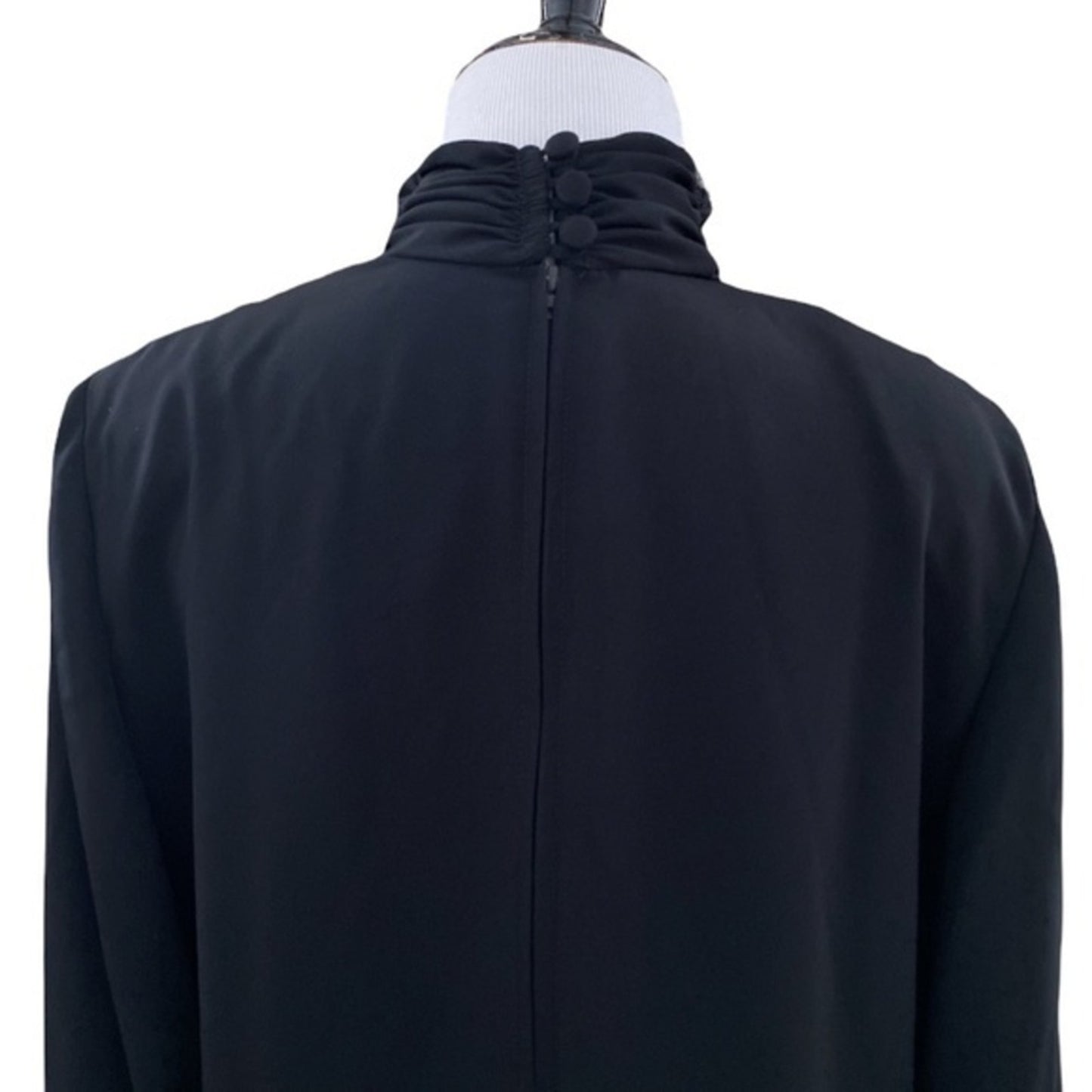 VINTAGE Doncaster Gathered Turtle Neck‎ Black Blouse Sz. M