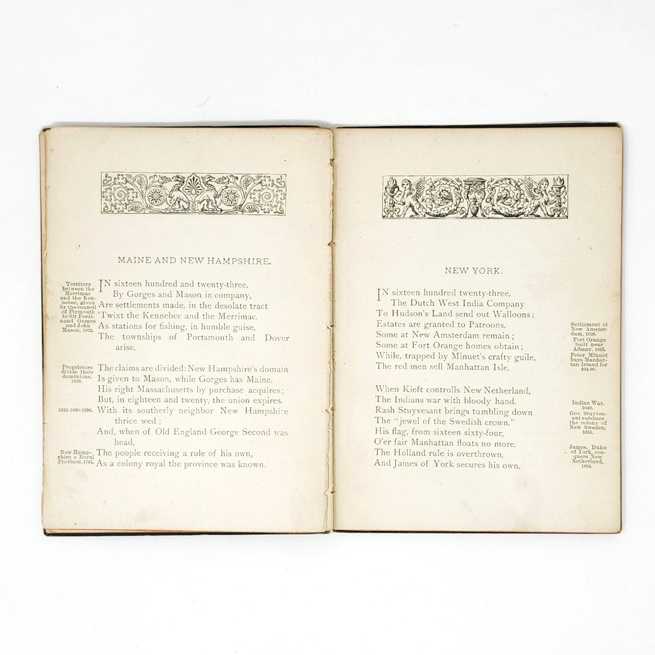 American History in Rhyme — Mrs. Gardner, 1887 Antique Inscribed