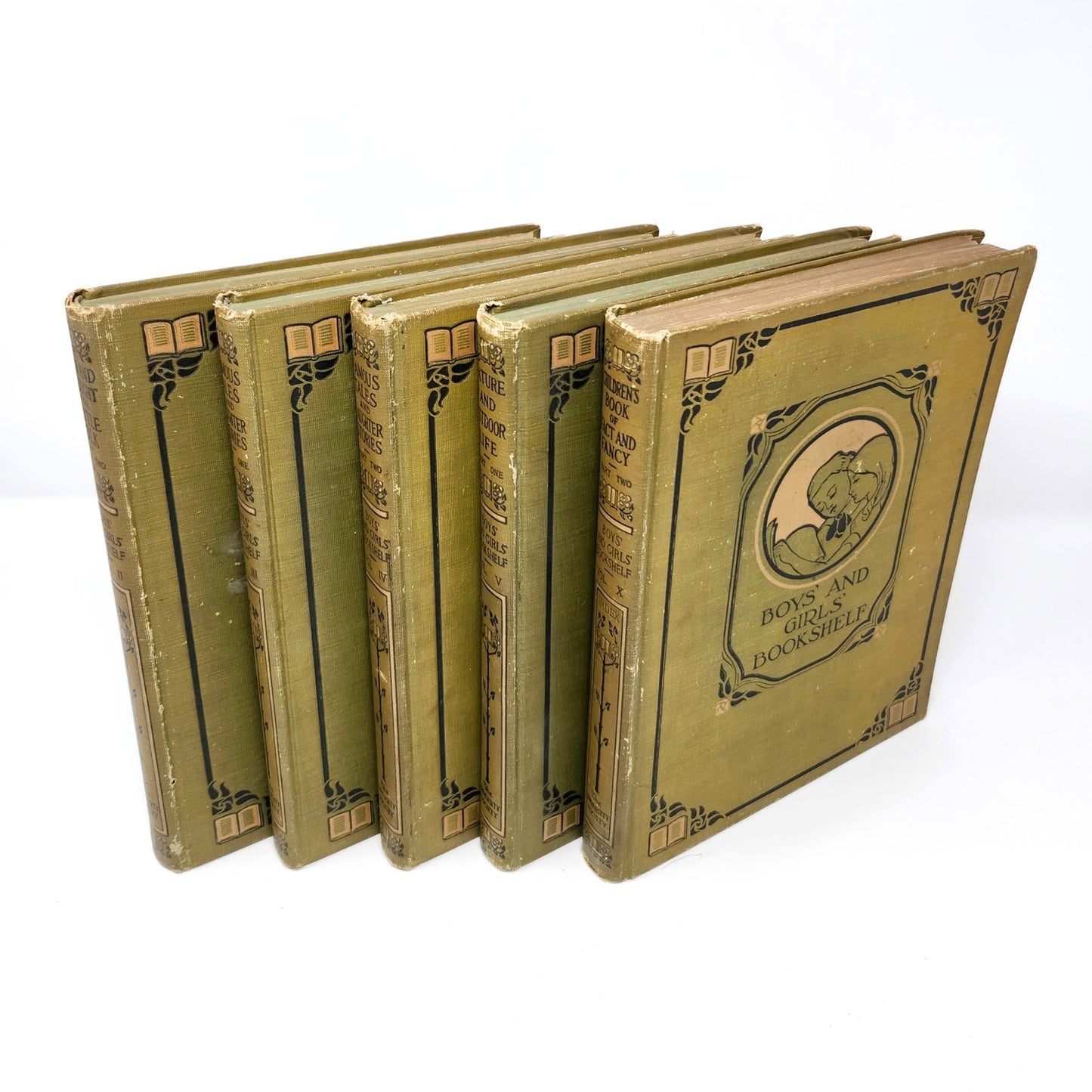 Boys and Girls Bookshelf — 5 Antique Volumes, 1912–1915, Univ. Society