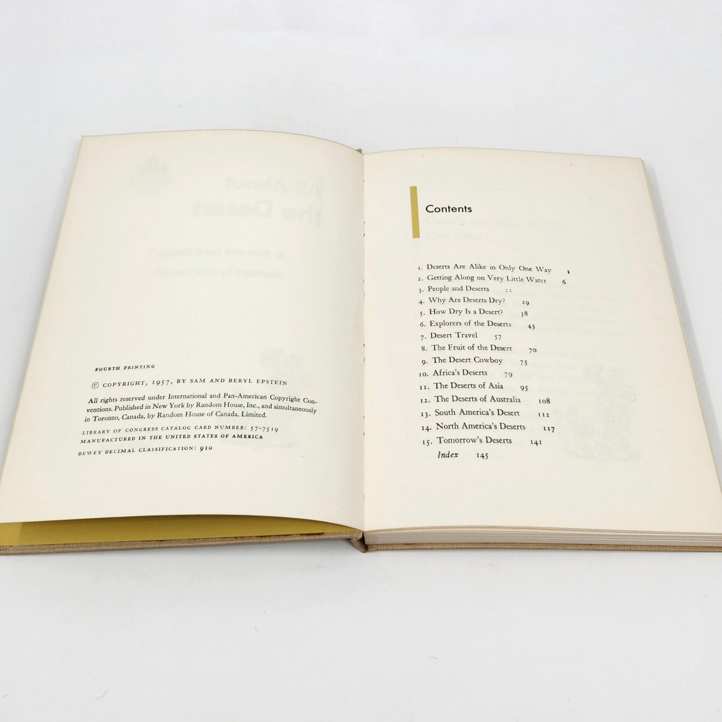 All About The Desert, Sam and Beryl Epstein, 1957 Hardcover