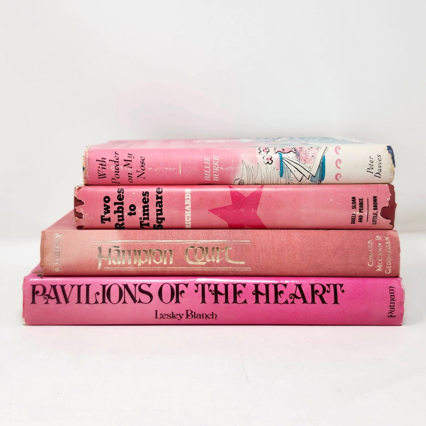 Vintage Pink Book Set of 4 — Billie Burke, Lesley Blanch & More