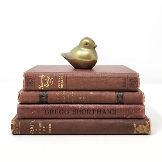 Antique Book Set | Brick Red Tones | Dickens, Acta Pilati