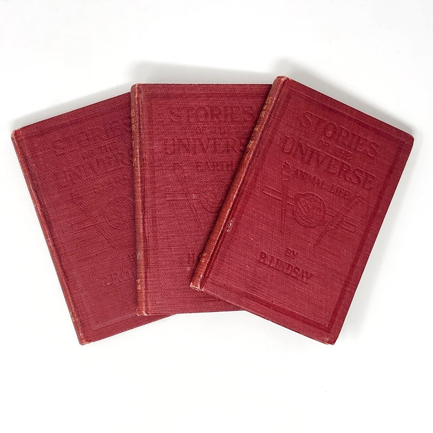 Stories of the Universe — 3-Vol Antique Set, 1909, Red & Gold HC