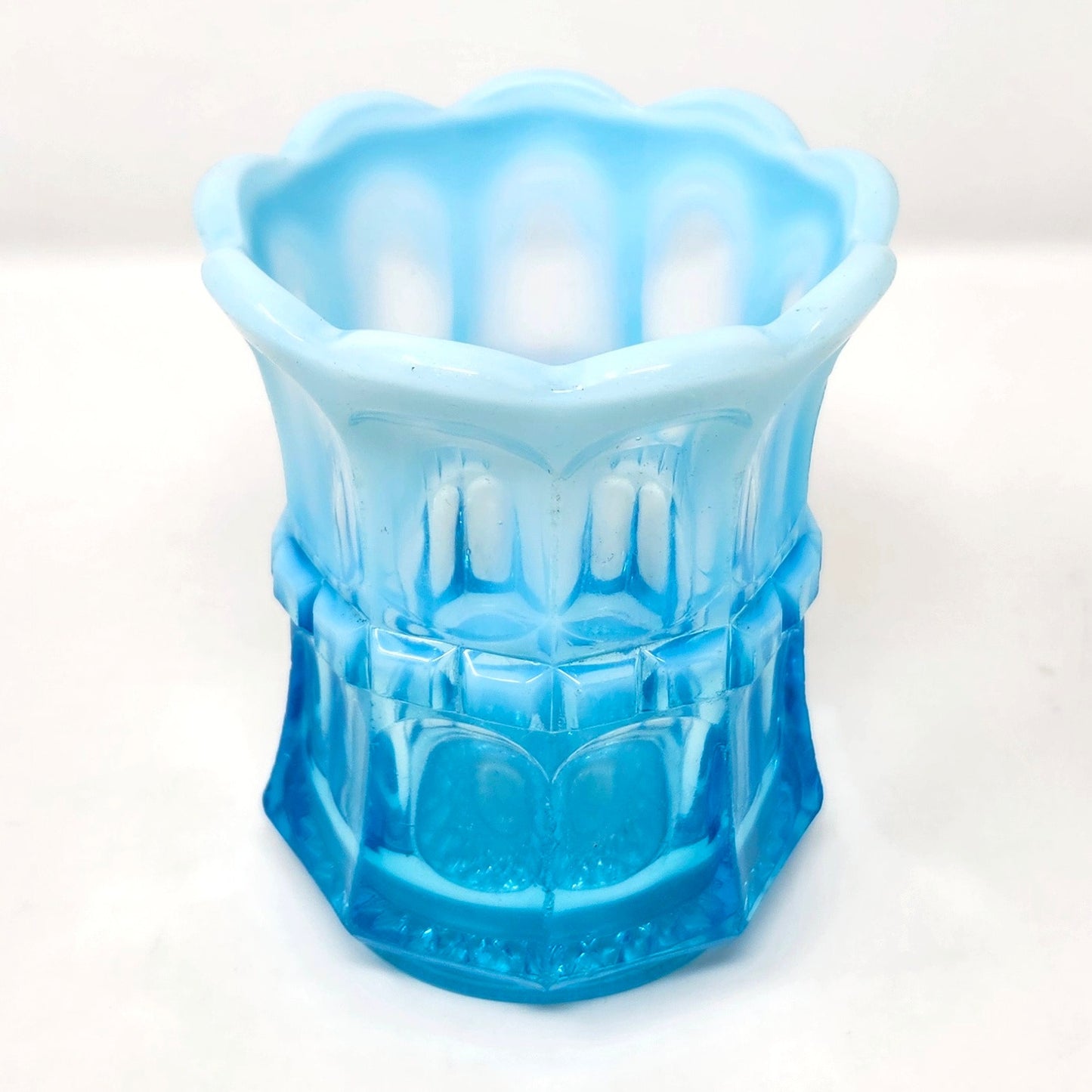 Northwood Regal Blue Opalescent Glass Spooner, c. 1905-1907