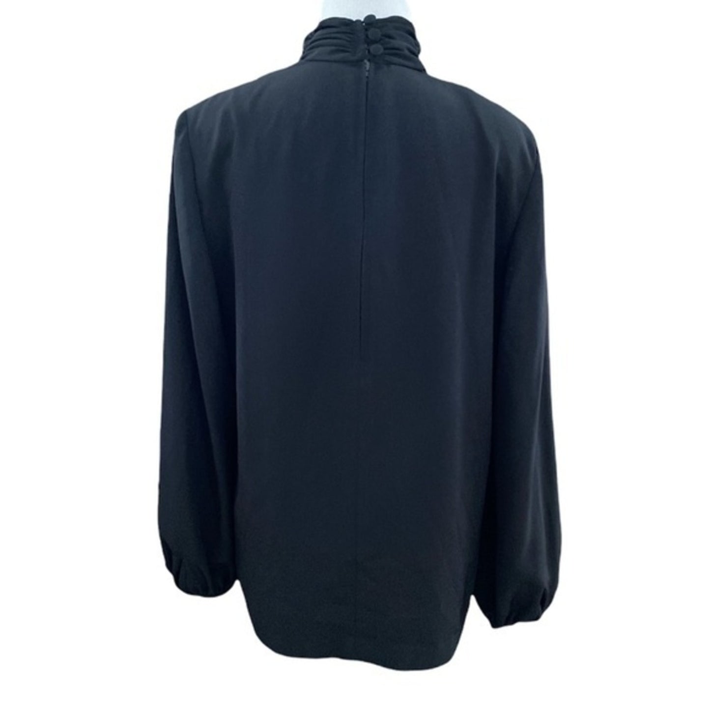 VINTAGE Doncaster Gathered Turtle Neck‎ Black Blouse Sz. M
