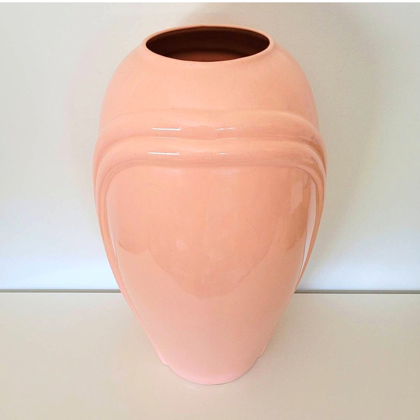 Extra Large 20-Inch 1980s Pink Haeger Floor Vase | MCM | Mod | Hollywood | Revival | Art Deco