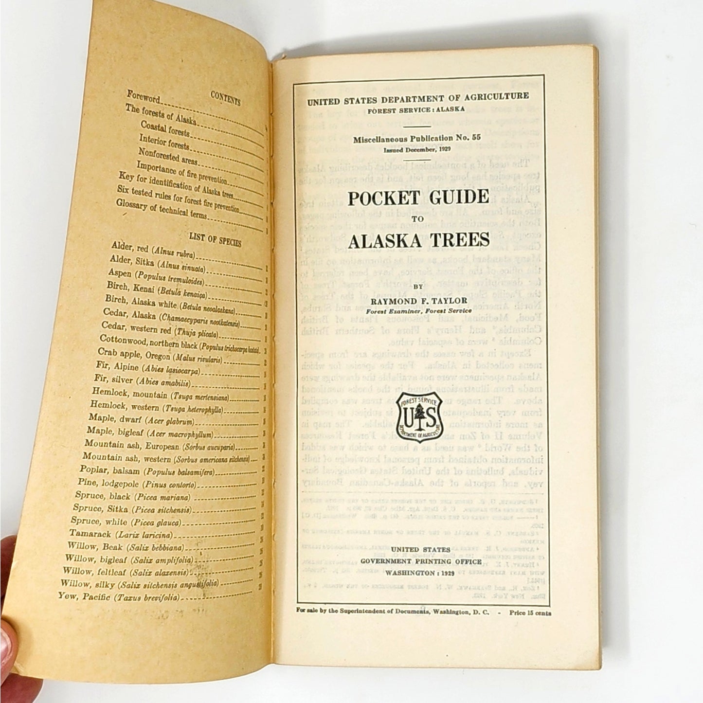 Pocket Guide to Alaska Trees — 1929 USDA Antique, Fold-Out Map