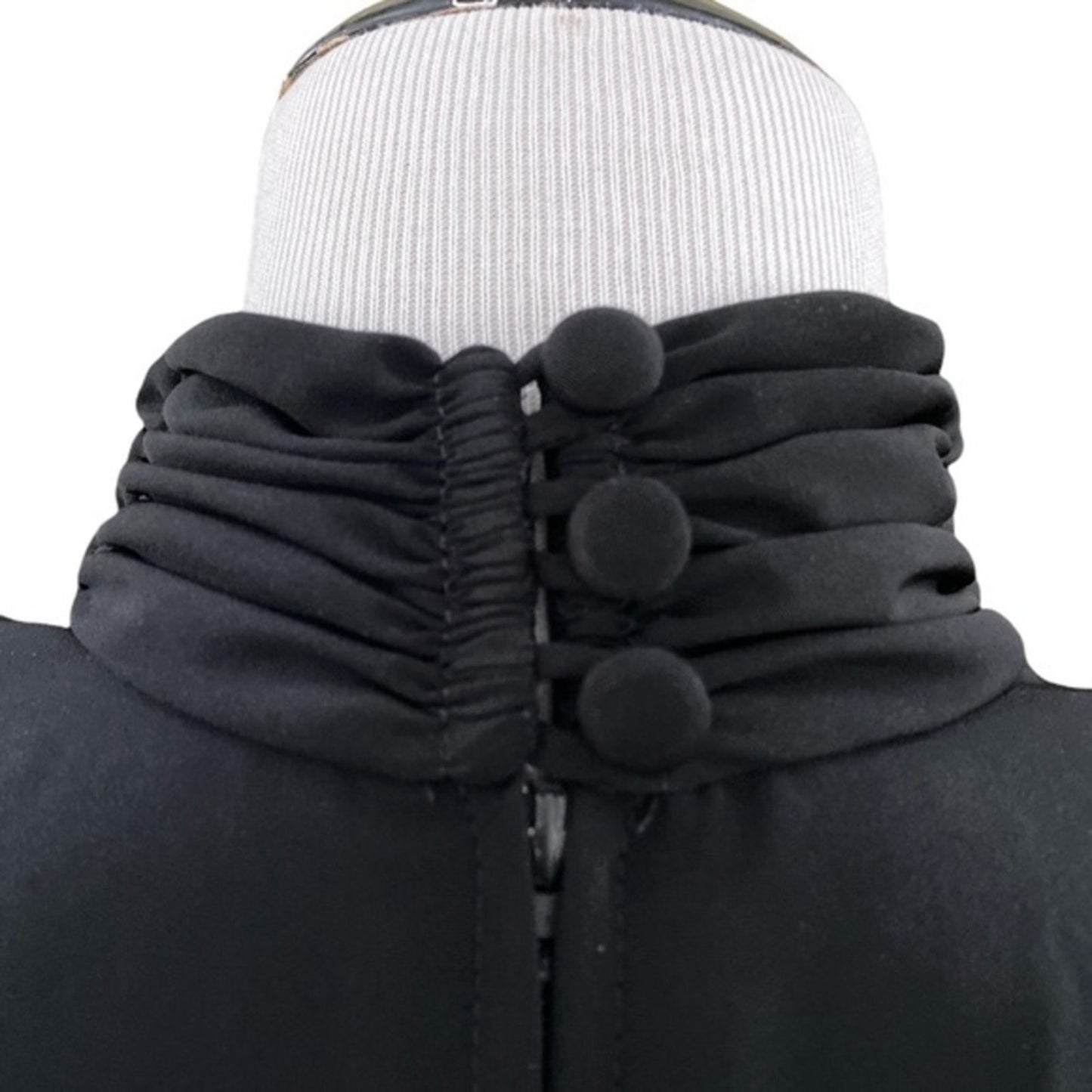 VINTAGE Doncaster Gathered Turtle Neck‎ Black Blouse Sz. M