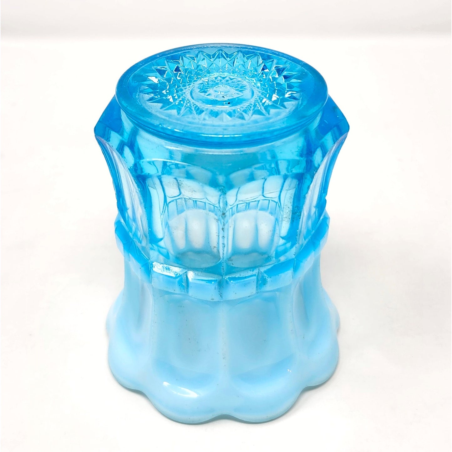 Northwood Regal Blue Opalescent Glass Spooner, c. 1905-1907