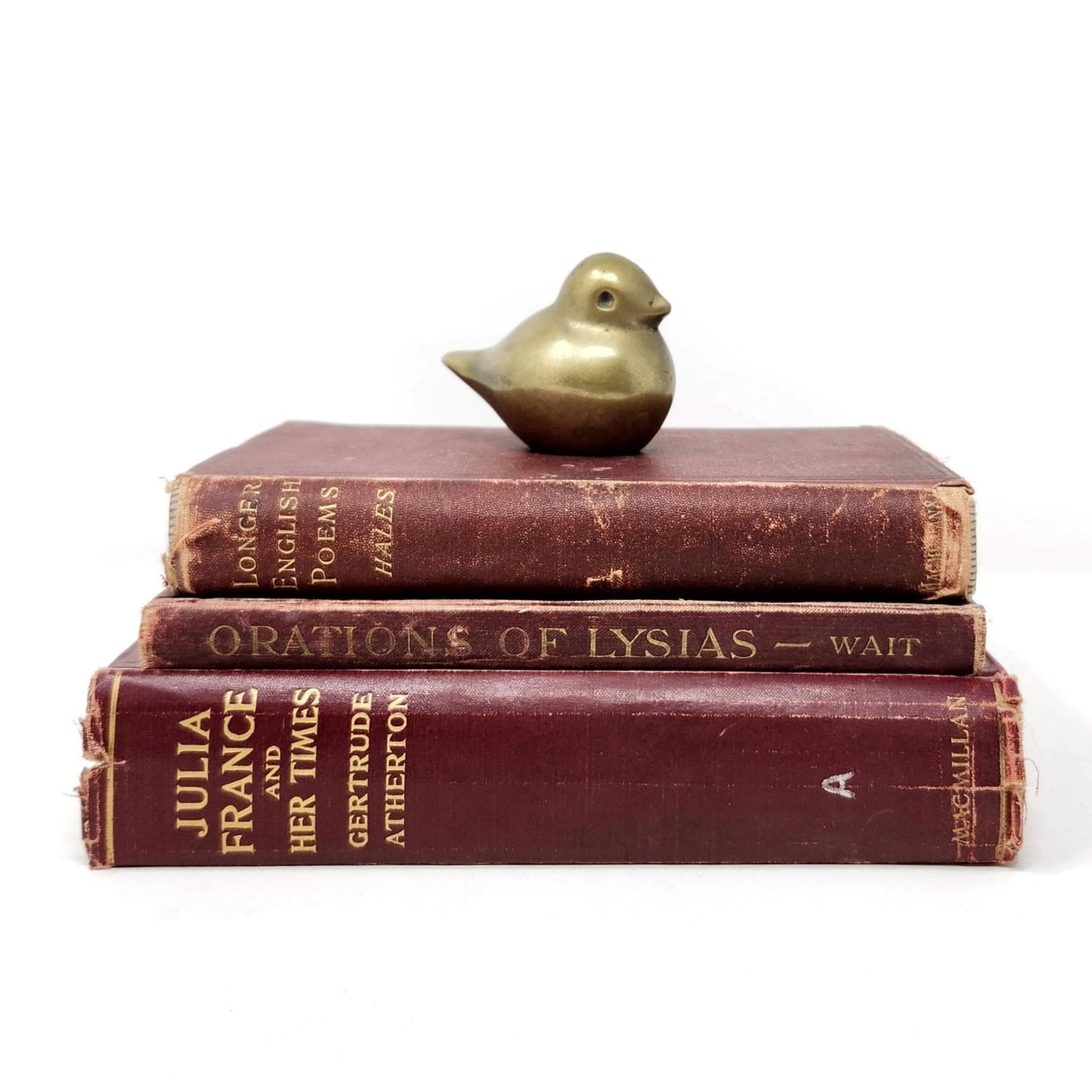 Antique Book Set | Brick Red Tones | Poetry, Philosophy, Historical Fiction