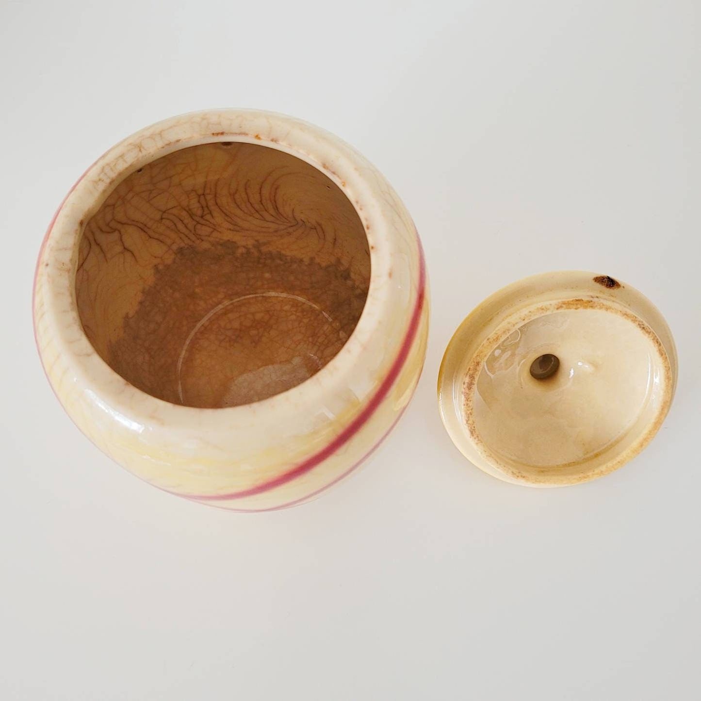 Rare Hull Ovenproof Plaidware #63 Range Jar — Yellow & Red