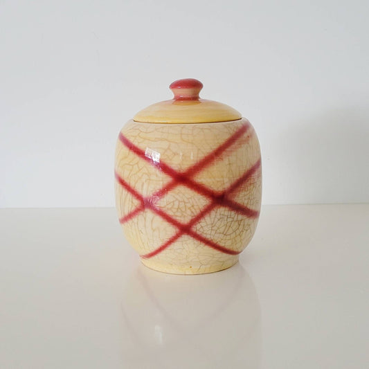 Rare Hull Ovenproof Plaidware #63 Range Jar — Yellow & Red